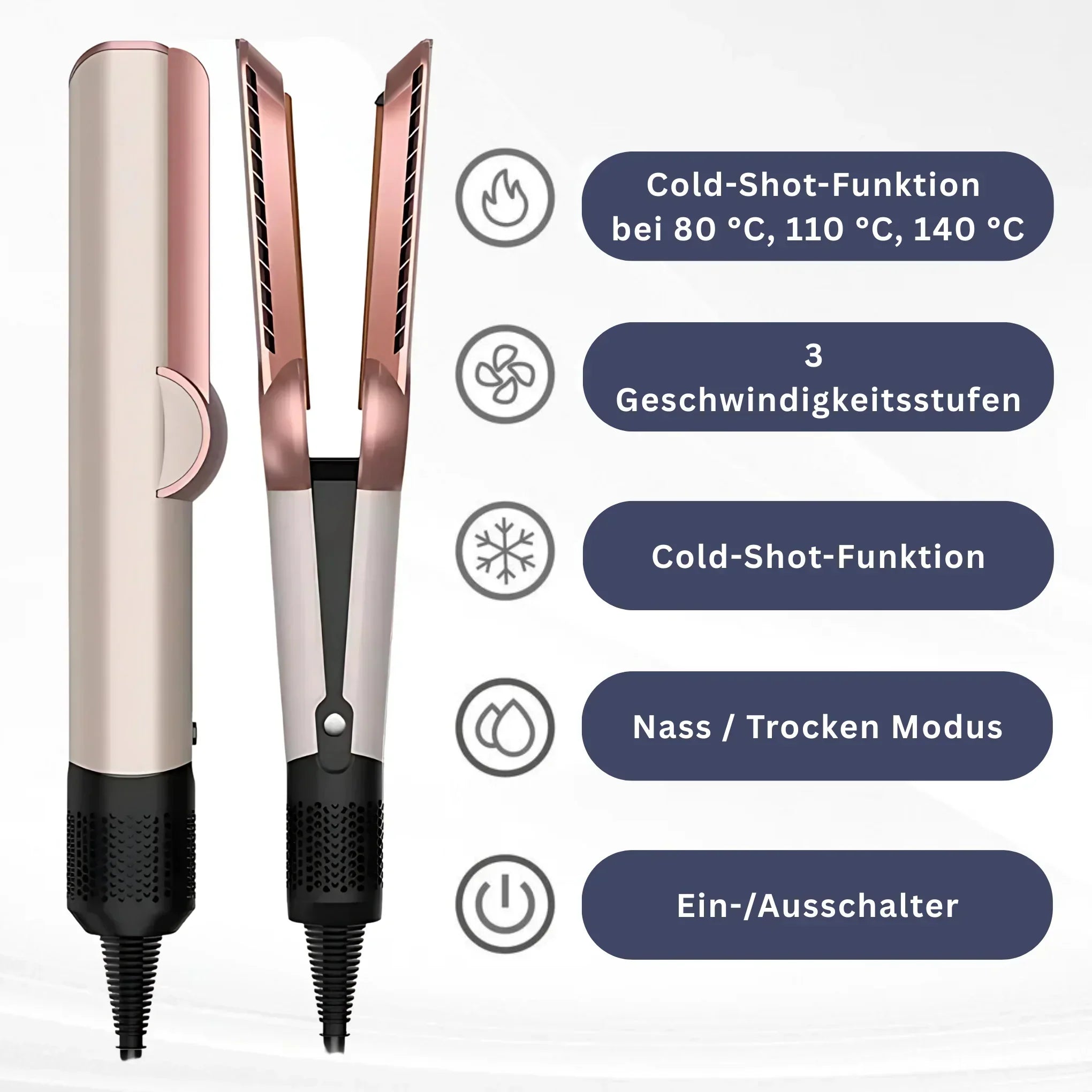 "2-in-1 Glätteisen & Föhn für vielseitiges Haarstyling, kompaktes Design, ideal für Reisen, in mehreren Farben erhältlich"