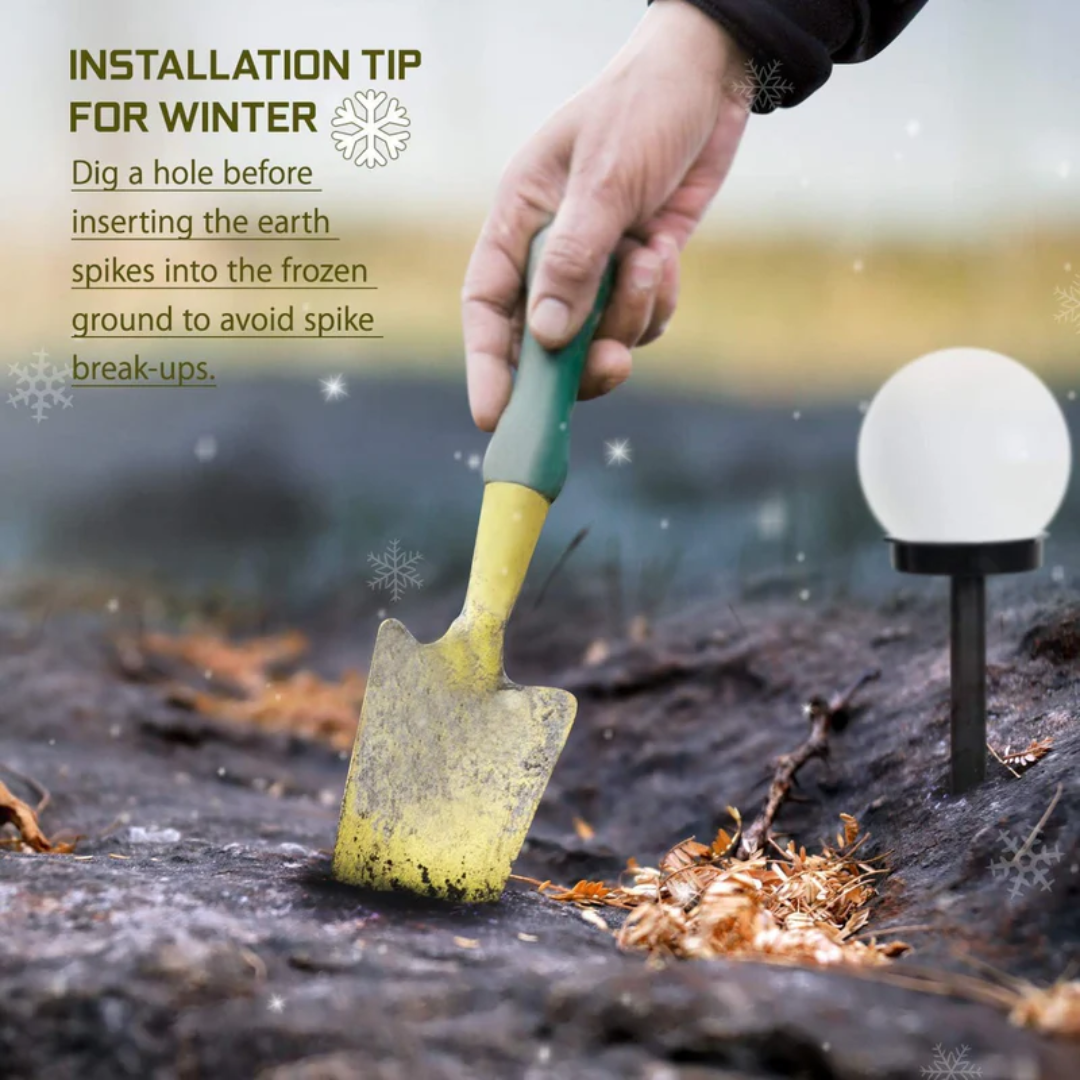 Sett med 3 LED solcelle hagelys, ideelt for uteplass. Vanntett, dekorativ og selvforsynt med solenergi.