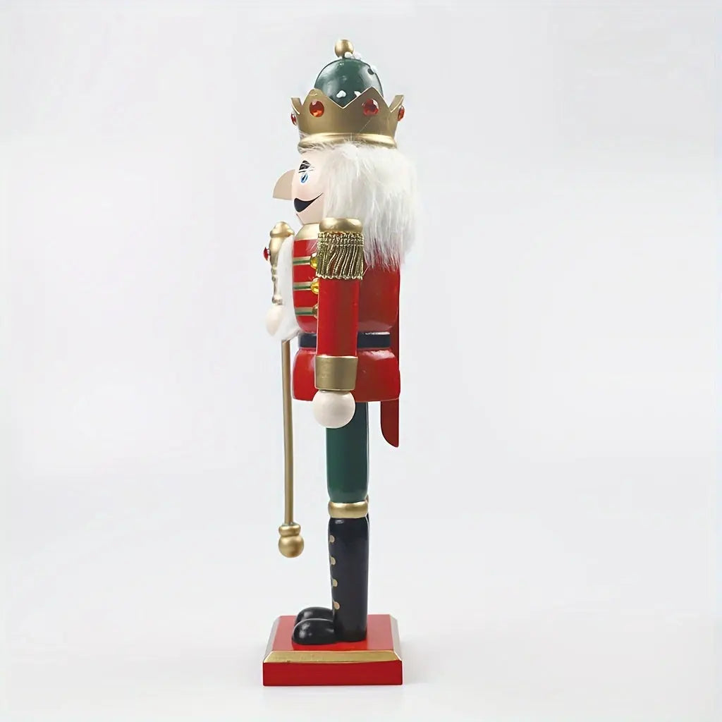 Klassisk 30 cm nøtteknekker trefigur, tradisjonell juledekorasjon som sprer julestemning.