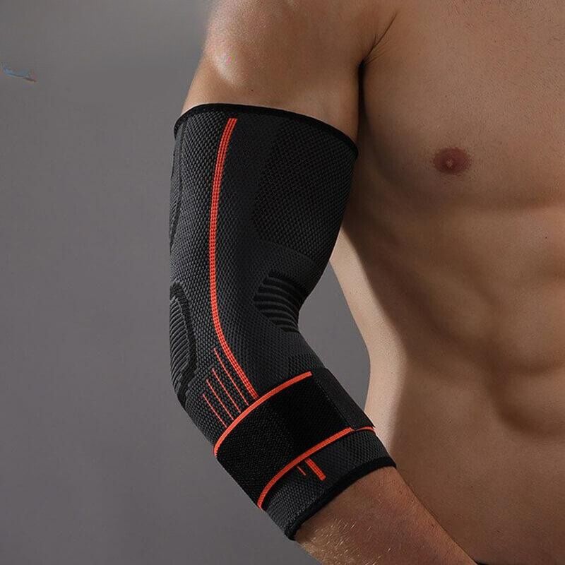 "3D Ellenbogenbandage mit atmungsaktivem Kompressionsmaterial, bietet schmerzfreie Unterstützung und Bewegungsfreiheit."