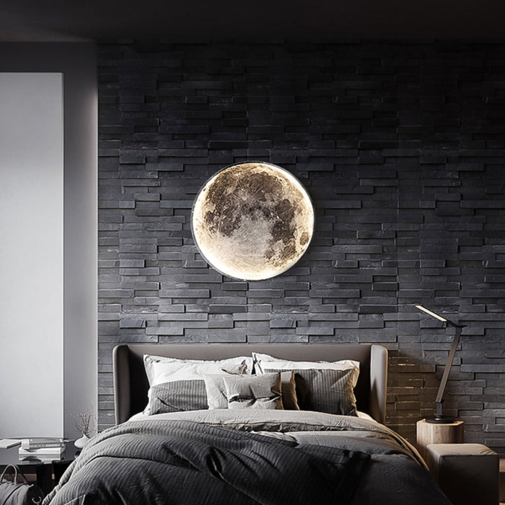 Trendy 3D månelampe med LED. Allsidig tak- eller vegglampe for moderne interiør og stemning.
