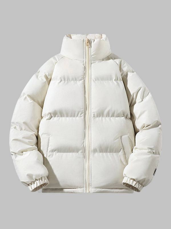 Braune Damen Pufferjacke mit gestepptem Design und Fleecefutter, winterwarm, Vorderansicht auf hellem Hintergrund.