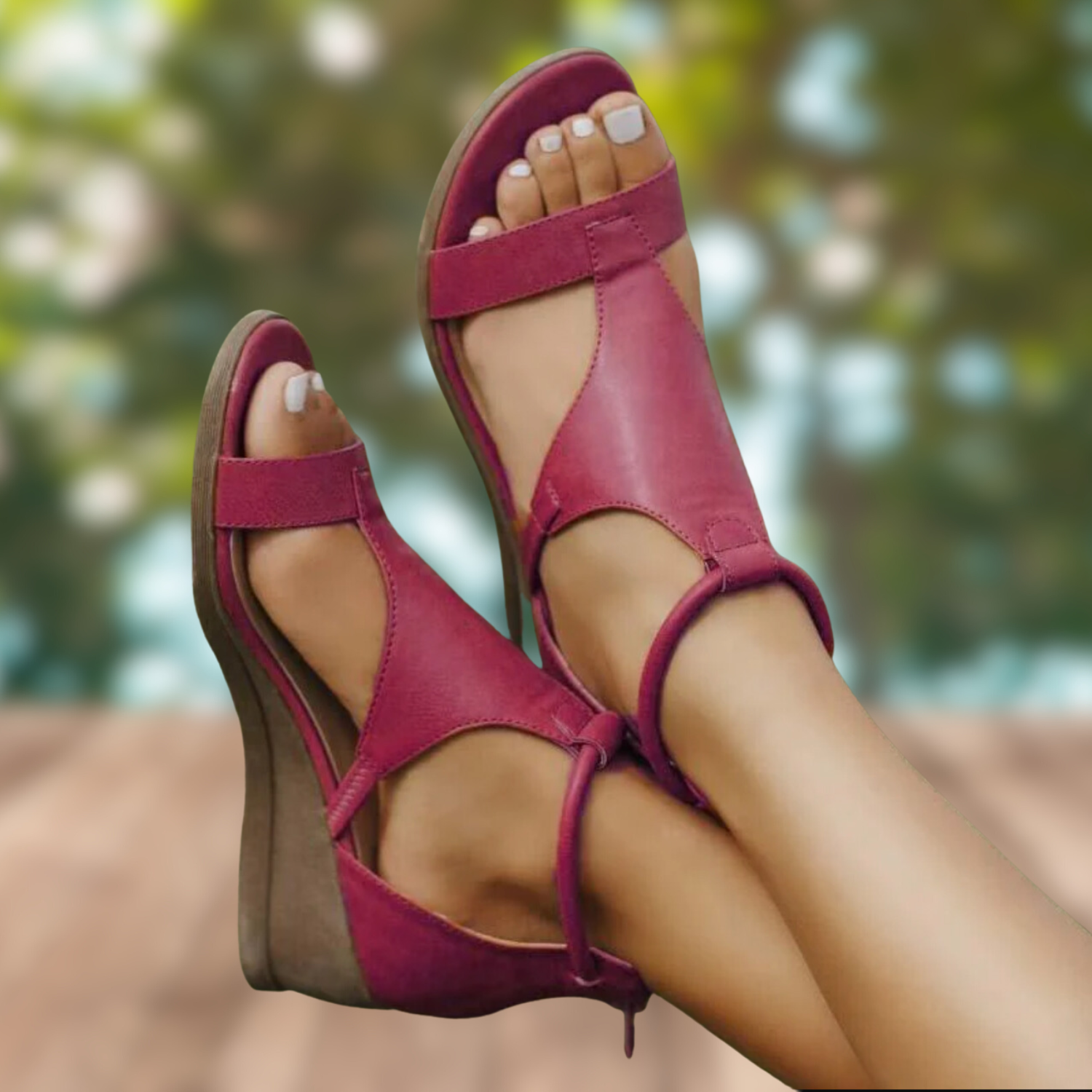 "Braune orthopädische Ledersandalen für Damen, elegantes Design, ergonomische Fußsohle für Komfort."
