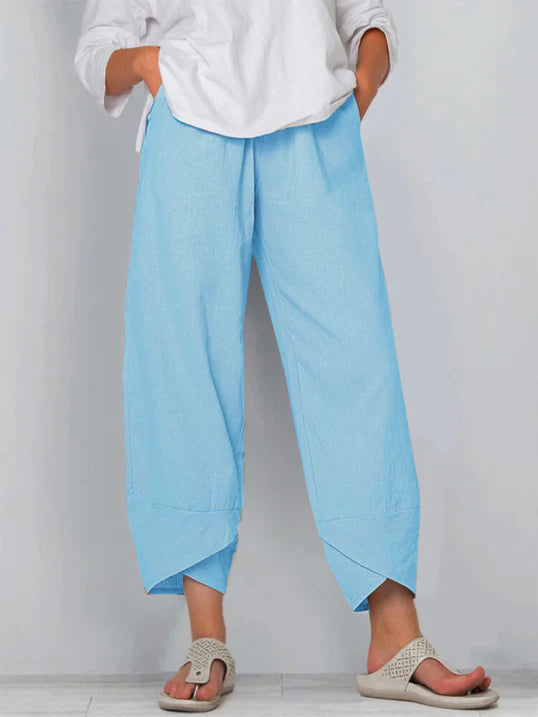 Lett og luftig cropped bukse for kvinner, ideell for sommer, avslappet stil, puster godt, figurvennlig og allsidig design.