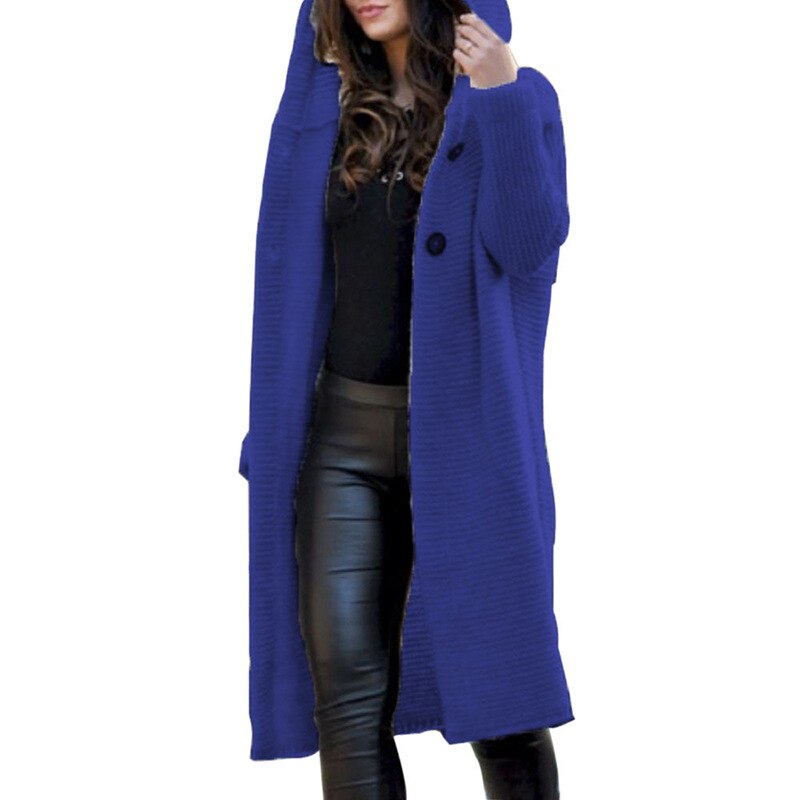 "Damen Cardigan mit Kapuze in gedeckten Farben, ideal für Herbst/Winter, aus Baumwoll-Polyester für Komfort und Wärme."