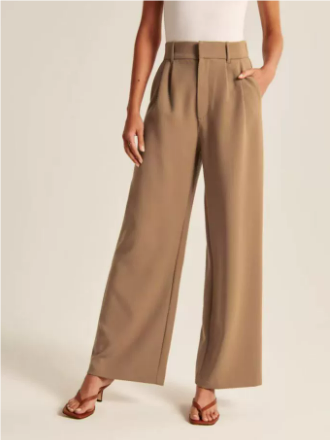 "Damen Hochtaillierte Hose, luftiger Schnitt, weites Bein, lässig elegant, perfekt für Büro und Freizeit, komfortabel."
