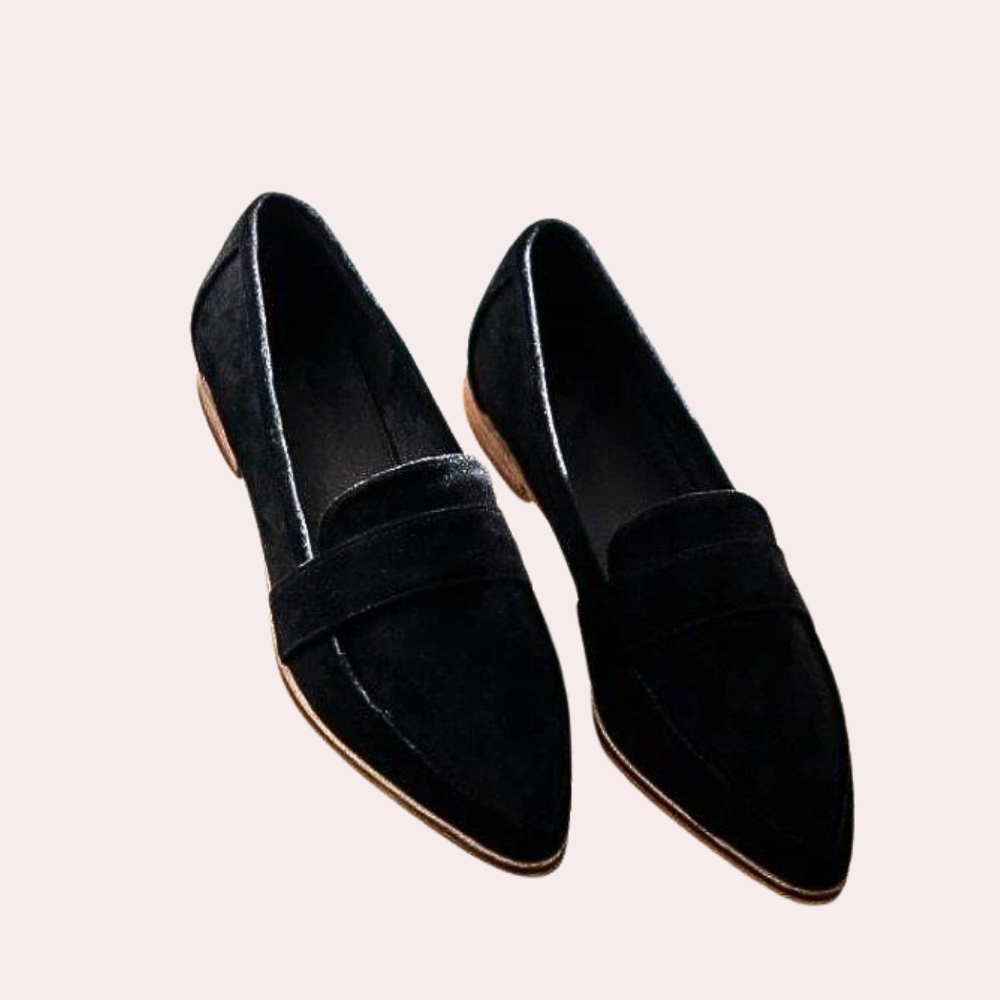 Svarte dame loafers med slank silhuett
