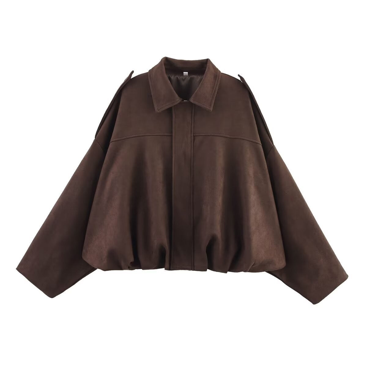 "Damen oversized Wildleder Utility Jacke mit Taschen, moderne Silhouette, vielseitig und elegant für jeden Anlass"
