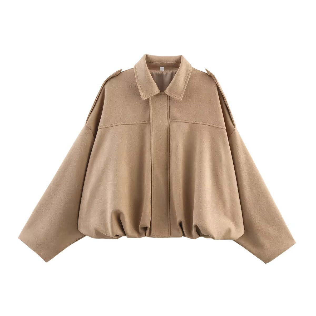 "Damen oversized Wildleder Utility Jacke mit Taschen, moderne Silhouette, vielseitig und elegant für jeden Anlass"