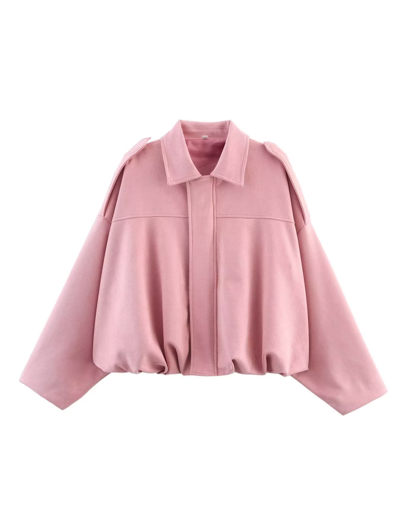 "Damen oversized Wildleder Utility Jacke mit Taschen, moderne Silhouette, vielseitig und elegant für jeden Anlass"
