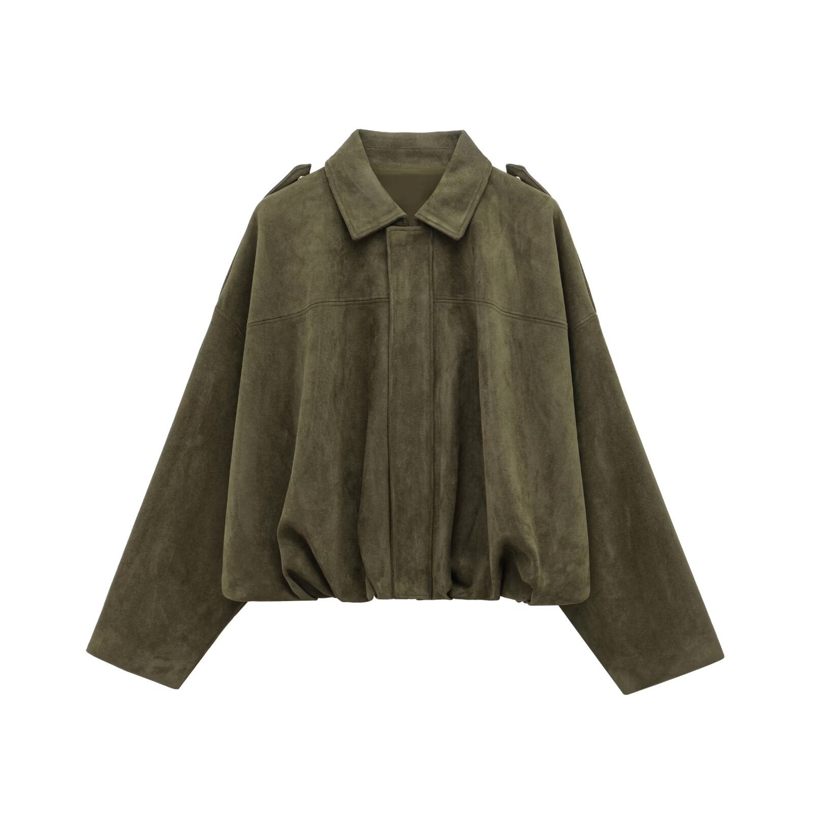 "Damen oversized Wildleder Utility Jacke mit Taschen, moderne Silhouette, vielseitig und elegant für jeden Anlass"