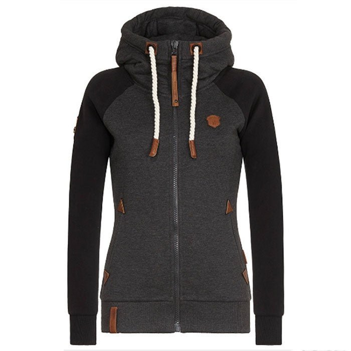"Damen-Strick-Hoodie mit Kapuze, Reißverschluss und langen Ärmeln. Elegantes Strickmuster, ideal für Alltag und Freizeit."