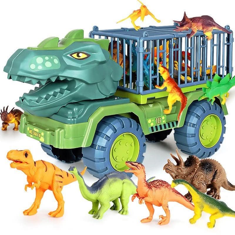 "DinoTrek Explorers Set: Detaillierte Dinosaurier und robuste Fahrzeuge auf grünem Untergrund, Spielzeug für Kinder ab 3 Jahr