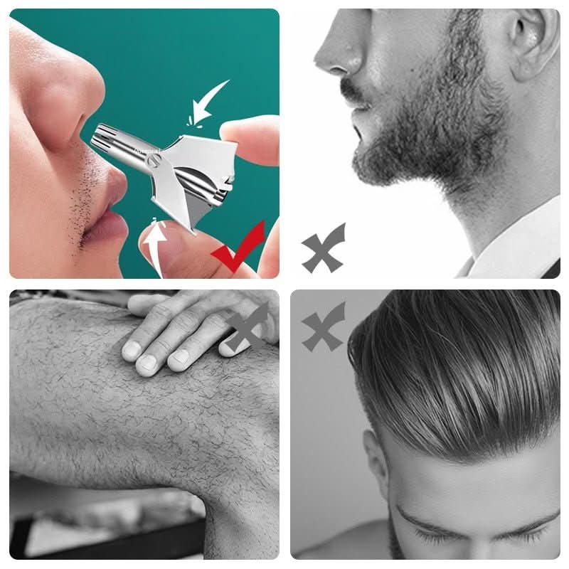 "Edelstahl-Nasenhaarschneider, silber, ergonomisch, für sanfte, schmerzfreie Nasen- und Ohrhaarentfernung, kompakt und tragba