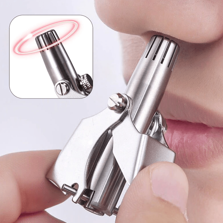 "Edelstahl-Nasenhaarschneider, silber, ergonomisch, für sanfte, schmerzfreie Nasen- und Ohrhaarentfernung, kompakt und tragba