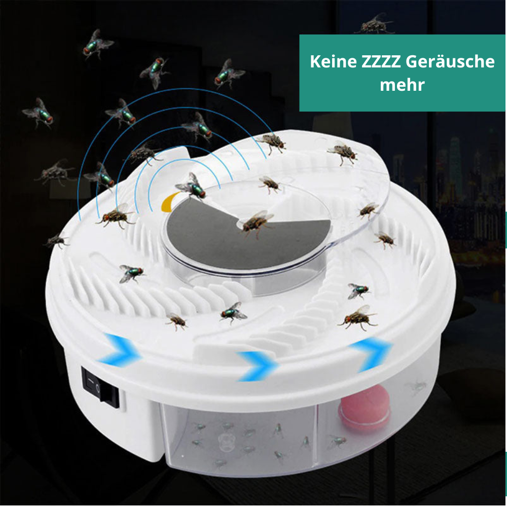 Effiziente, chemiefreie Fliegenfalle für innen & außen, leises Design mit 360° Fangarm und USB-Anschluss, ideal gegen Insekte