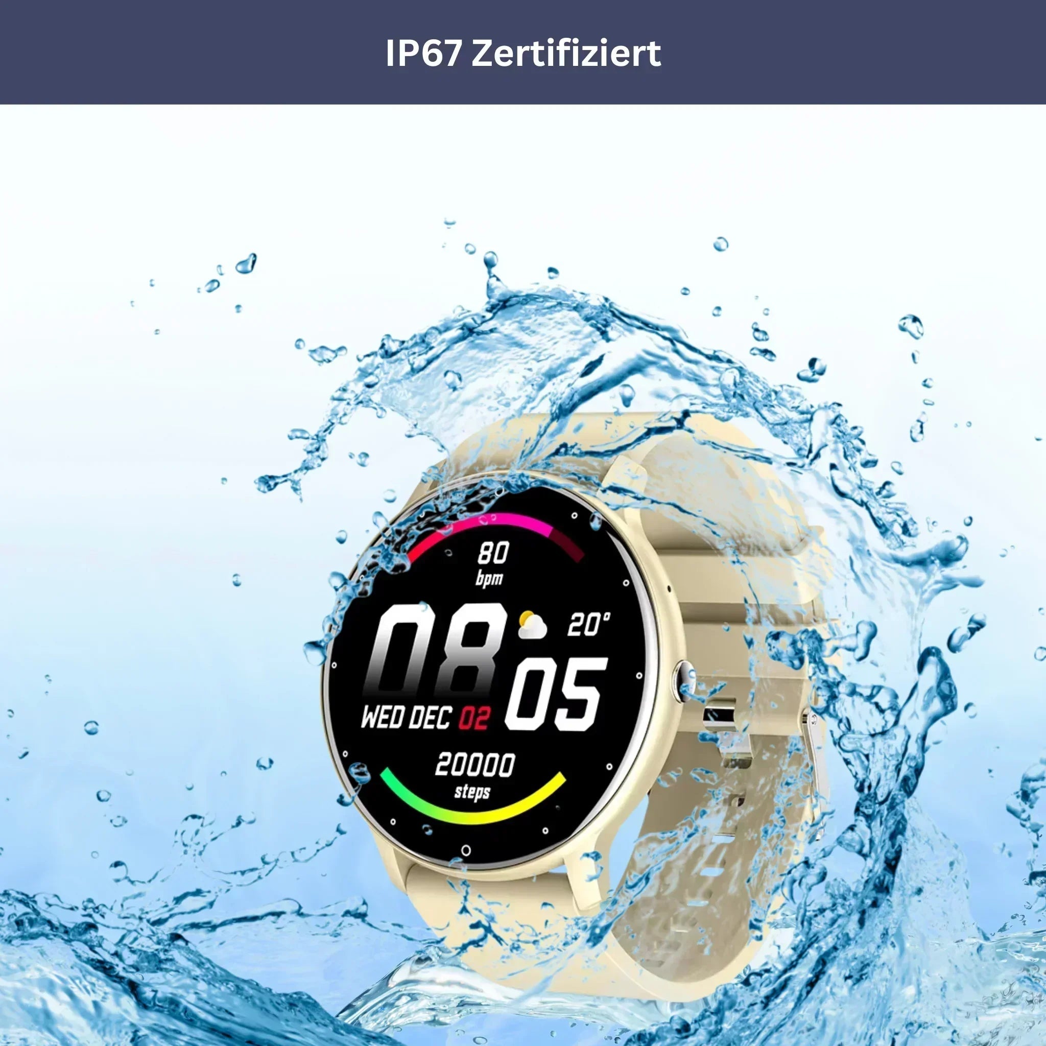 "Elegante VitalPulse Armbanduhr in Babypink mit Herzfrequenzmesser und modernem Design, perfekt für Alltag und Fitness."