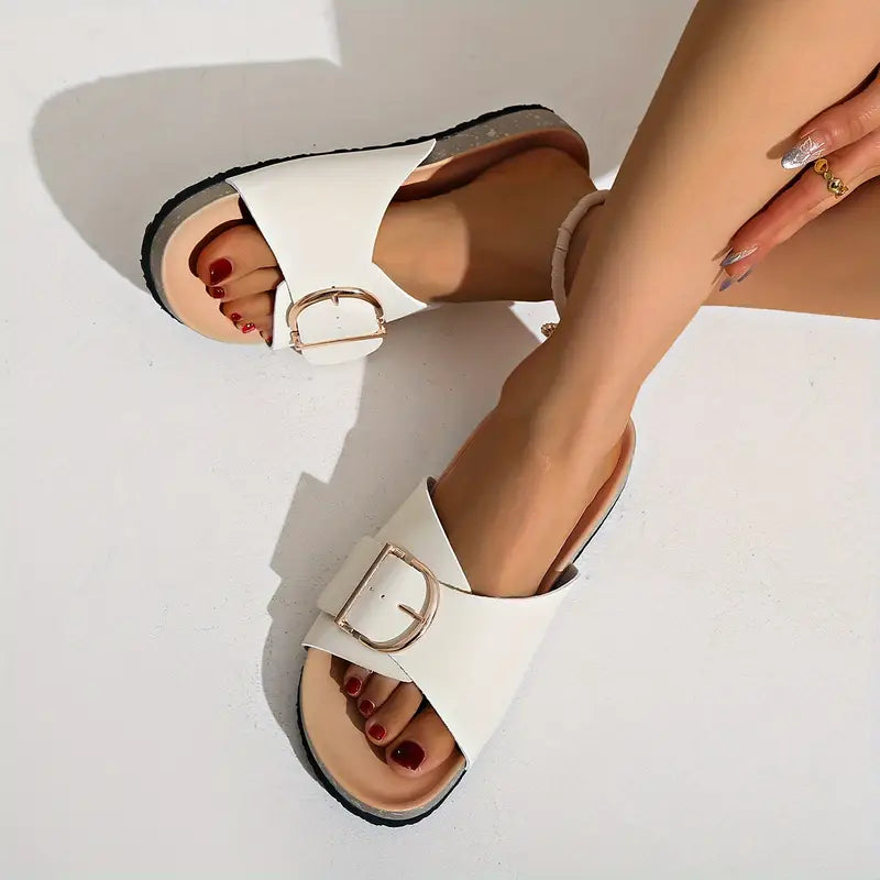 "Elegante orthopädische Sandalen für Damen mit verstellbarem Riemen und PU-Oberfläche in stylishen Farben."