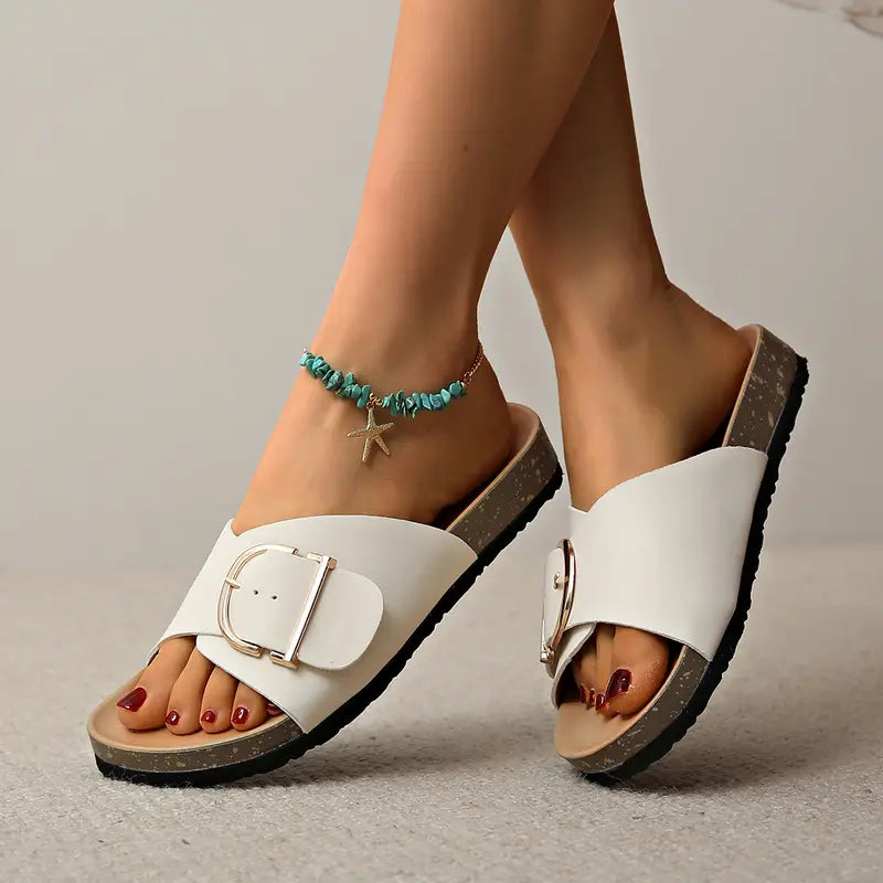 "Elegante orthopädische Sandalen für Damen mit verstellbarem Riemen und PU-Oberfläche in stylishen Farben."