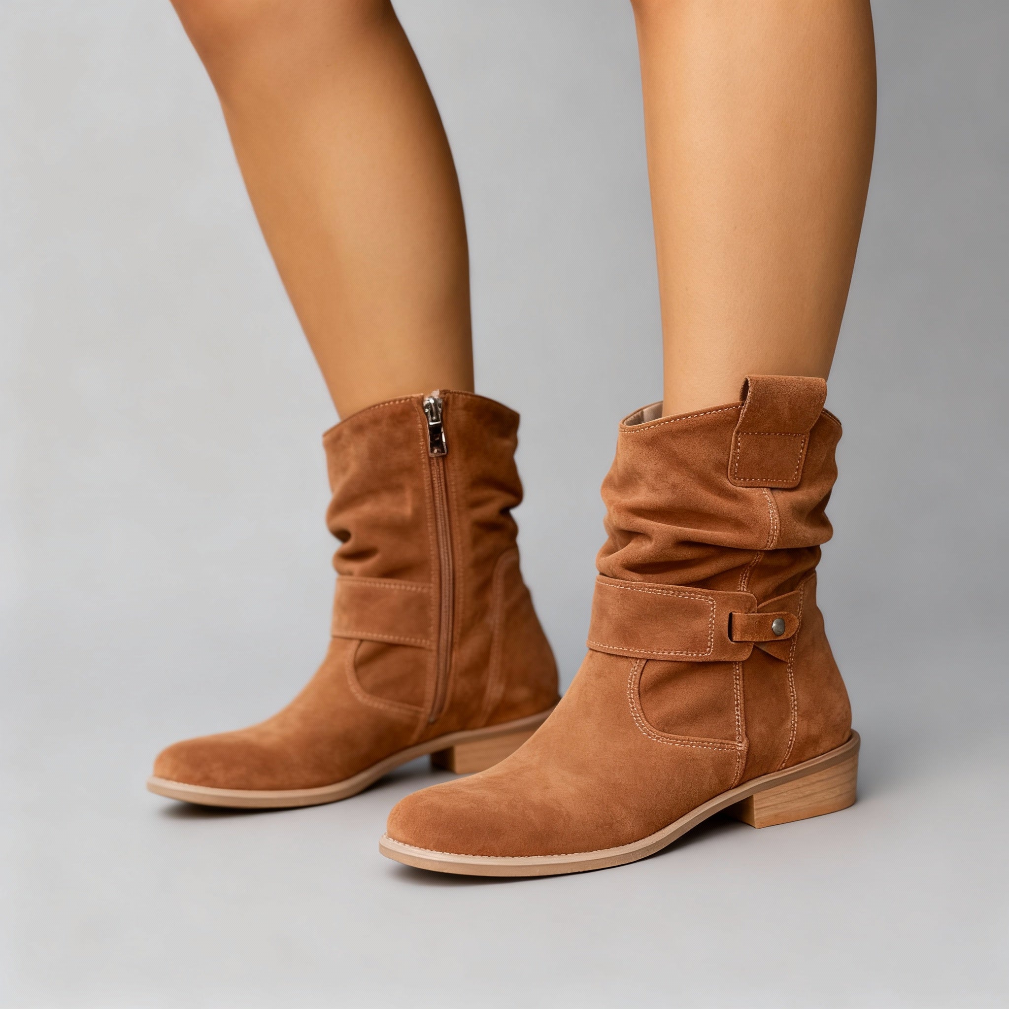 "Elegante orthopädische Stiefelette, beige, mit bequemem Einstieg, vielseitig für Stadt oder Büro, Damenmode, Komfor"