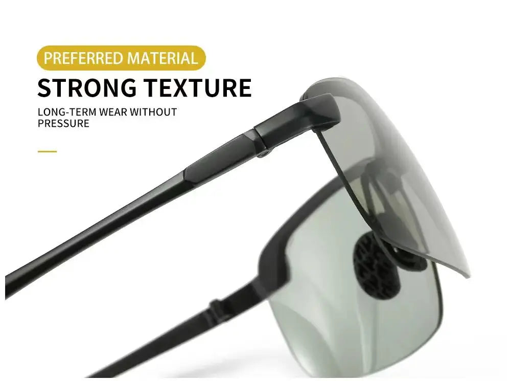 "Elegante selbsttönende Sonnenbrille, idealer Allround-Schutz, automatische Lichtanpassung, UV-Schutz, unisex Design."