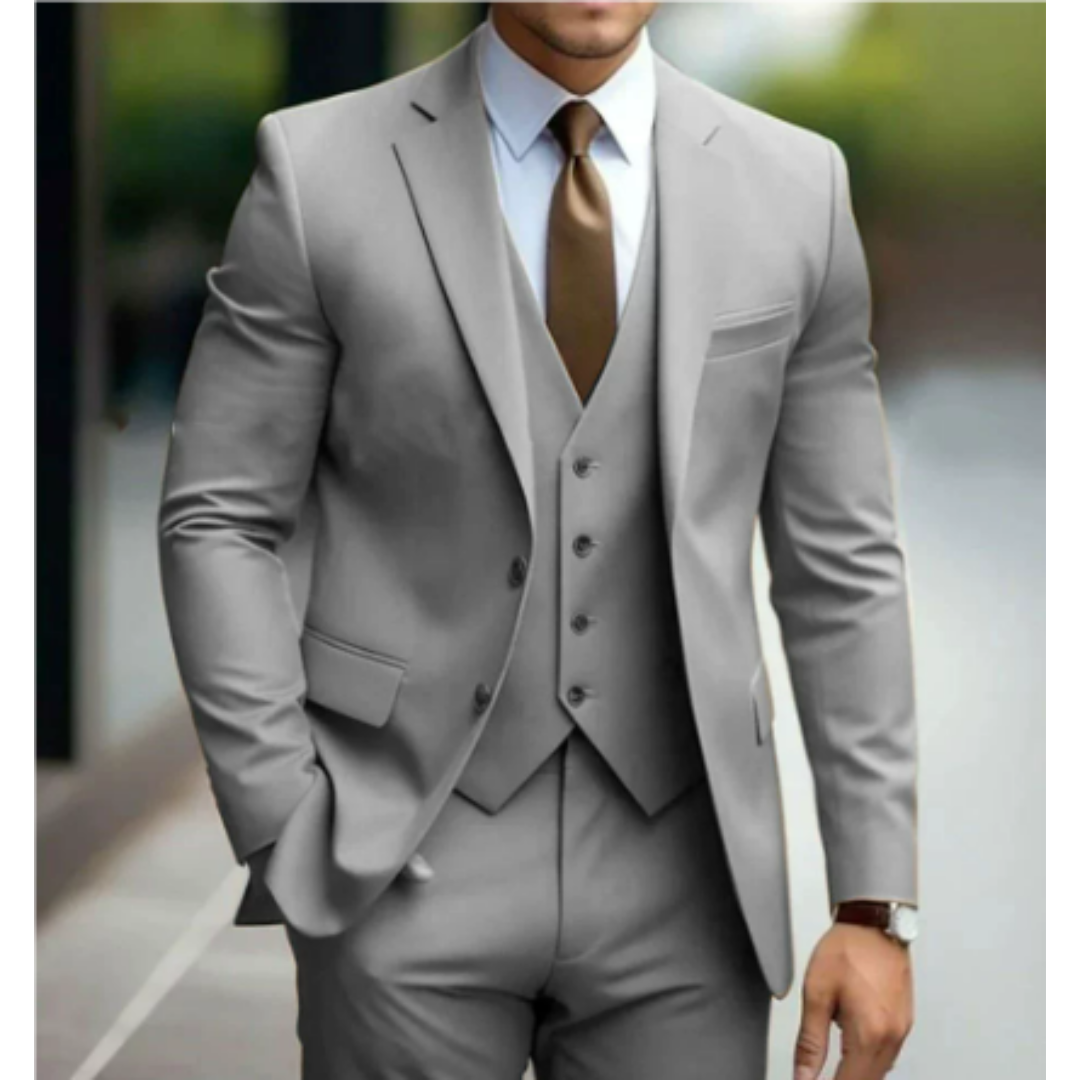 Eleganter Herrenanzug für Hochzeitsevents, 3-teilig, mit Jacke, Weste und Hose; ideal für formelle Anlässe.