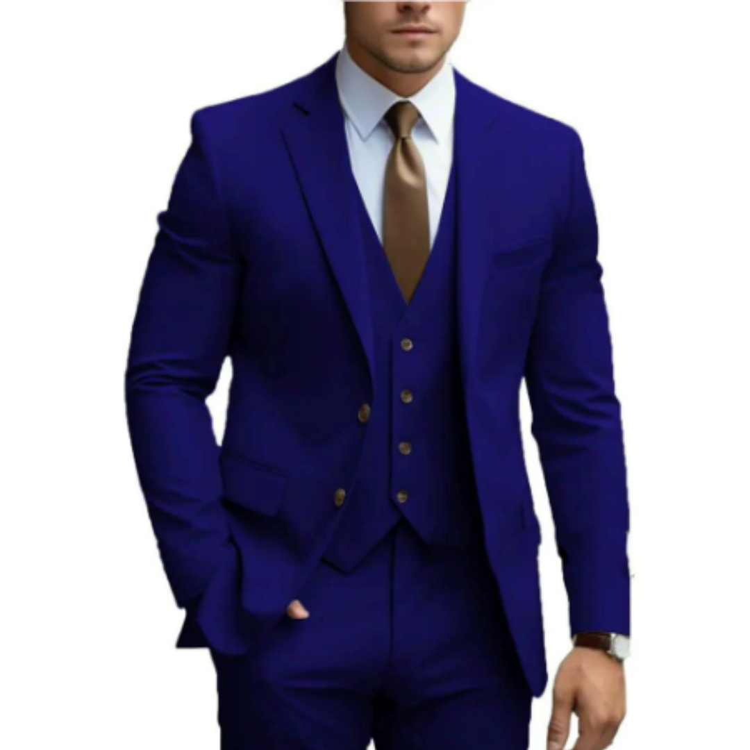 Eleganter Herrenanzug für Hochzeitsevents, 3-teilig, mit Jacke, Weste und Hose; ideal für formelle Anlässe.