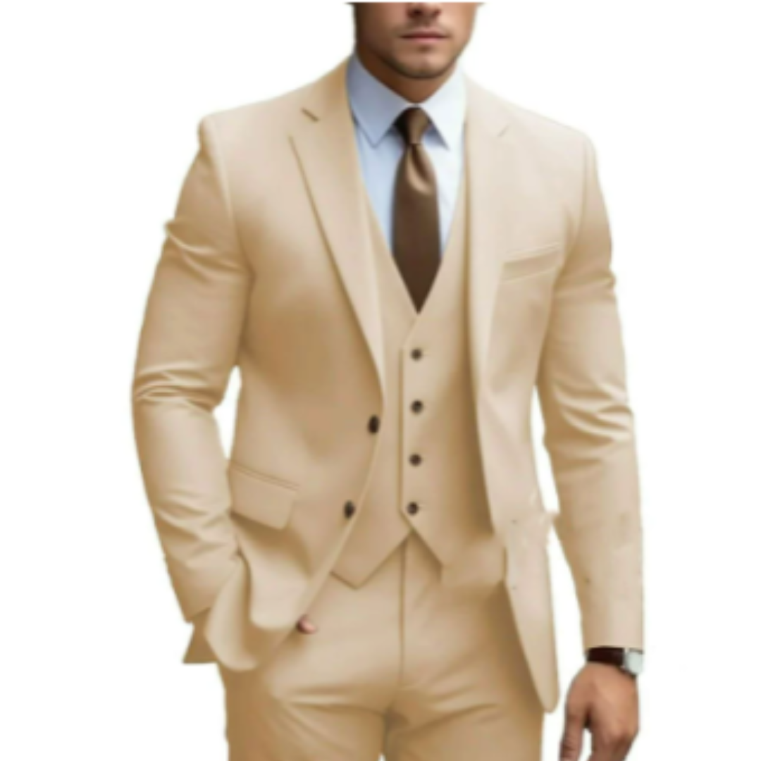 Eleganter Herrenanzug für Hochzeitsevents, 3-teilig, mit Jacke, Weste und Hose; ideal für formelle Anlässe.