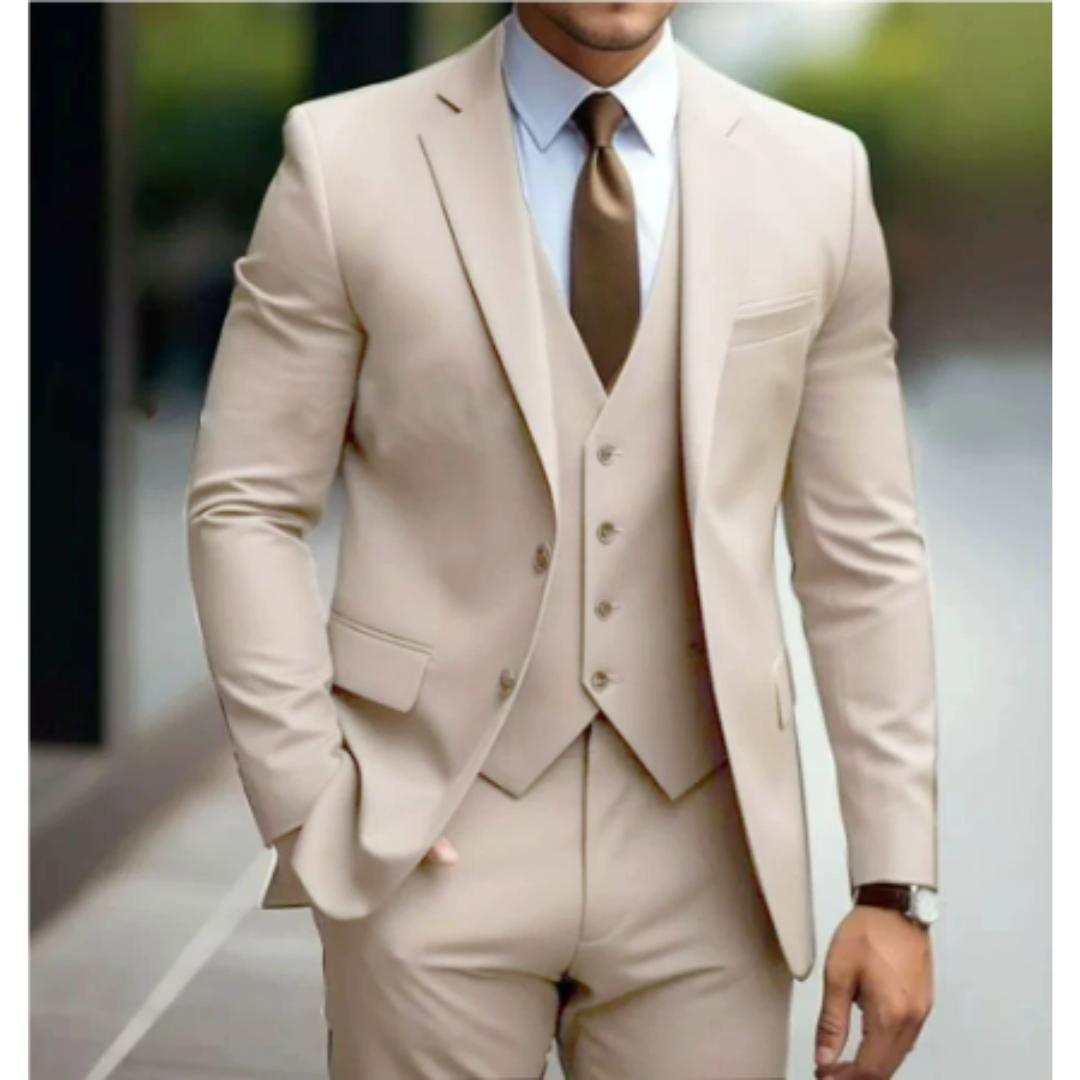Eleganter Herrenanzug für Hochzeitsevents, 3-teilig, mit Jacke, Weste und Hose; ideal für formelle Anlässe.