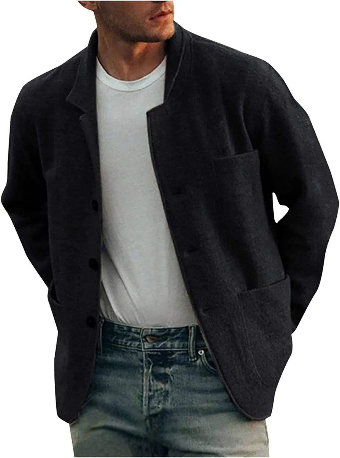 Eleganter Herrenblazer in Dunkelgrau, stilvoller Schnitt, vielseitig kombinierbar, ideal für formelle Anlässe und Alltag.