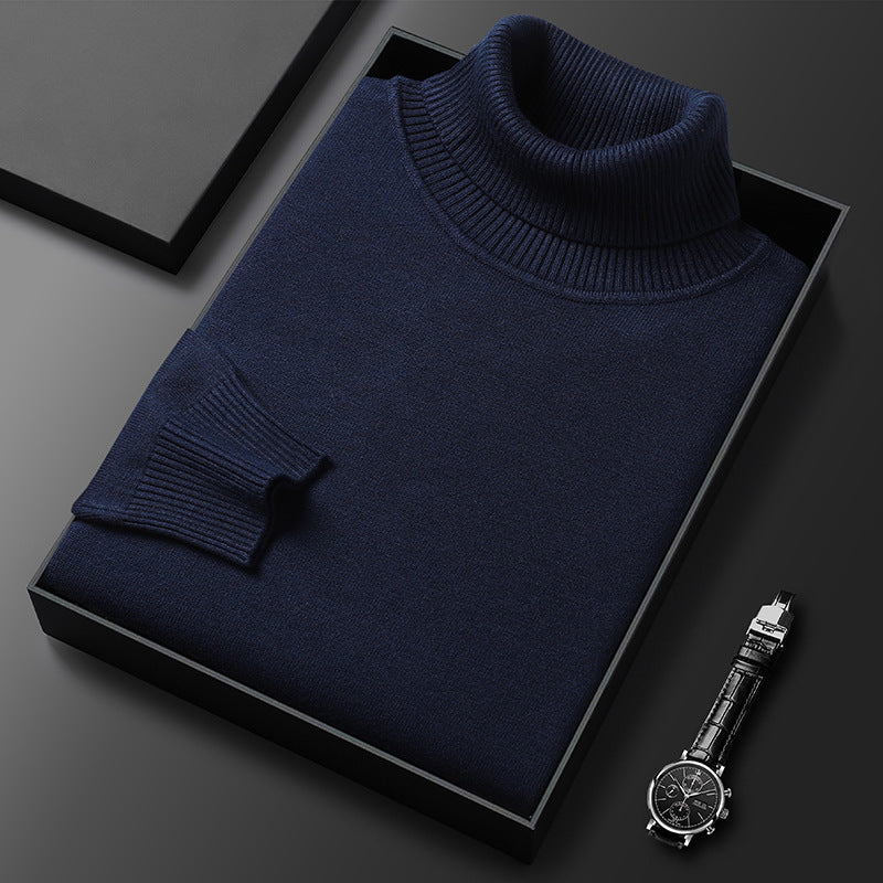 "Eleganter Rollkragenpullover aus hochwertiger Wolle, klassisches Design, für stilvolle Herrenmode, warm und komfortabel."