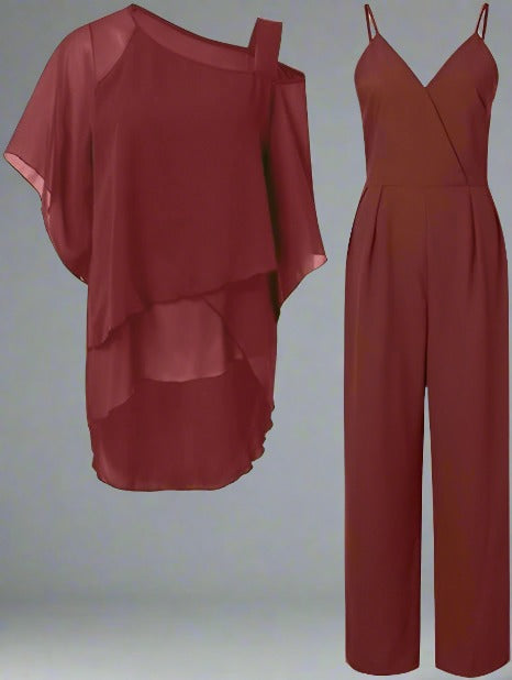 "Elegantes Damen-Chiffon-Set in kräftigen Farben, komfortabel und stilvoll für legere und festliche Anlässe."