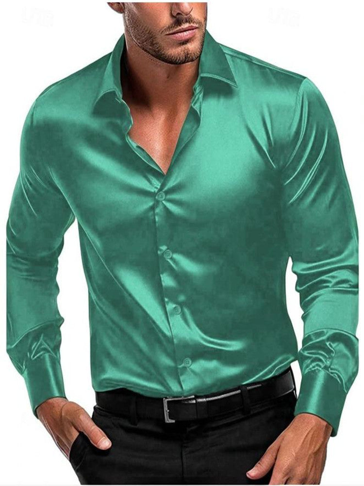 Elegantes Herren Seidenhemd WW in Blau, italienischer Kragen, durchgehende Knopfleiste, edler Look, komfortables Tragegefühl.