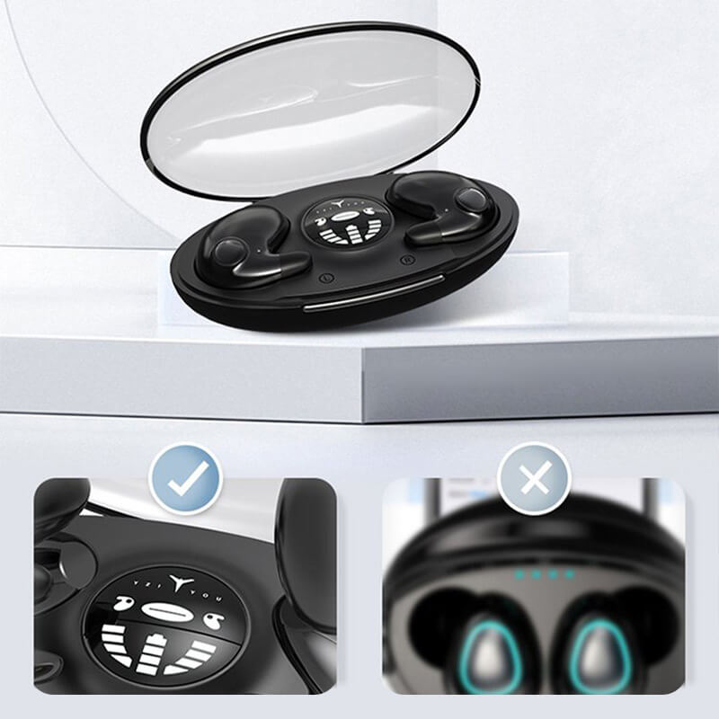 "Ergonomische kabellose Schlafkopfhörer mit Bluetooth 5.3, ultraleicht, ideal für Seitenschläfer, mit Geräuschunterdrückung."