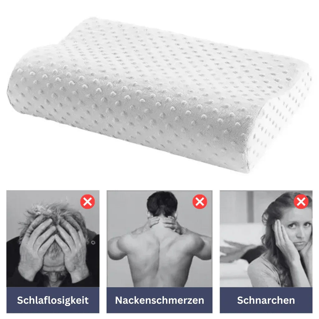 Ergonomisches Schlafkissen, weiß, für optimalen Komfort, unterstützt Nacken und Schultern, atmungsaktiver Stoff.