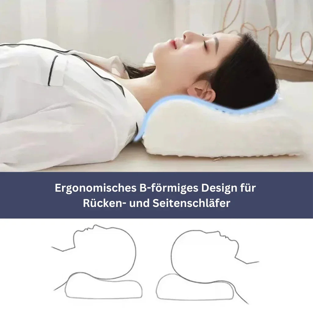 Ergonomisches Schlafkissen, weiß, für optimalen Komfort, unterstützt Nacken und Schultern, atmungsaktiver Stoff.