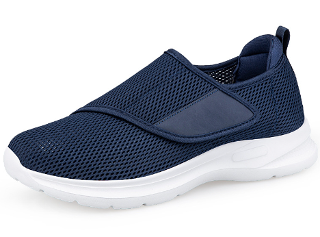 "Extra breite blaue Diabetikerschuhe für Herren, nahtloses Design, eleganter und bequemer Stil für jeden Anlass."