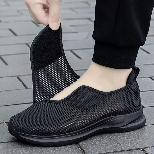 "Extra breite blaue Diabetikerschuhe für Herren, nahtloses Design, eleganter und bequemer Stil für jeden Anlass."