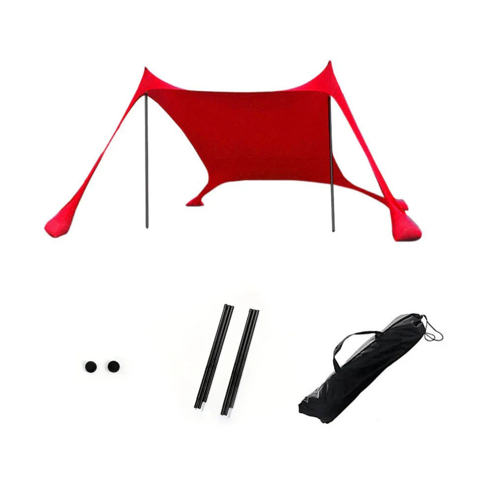 "Geräumige Strandmuschel mit UPF50+ UV-Schutz, geeignet für 3–4 Personen, ideal für sonnige Ausflüge am Strand."