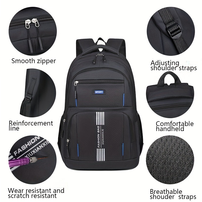 "Geräumiger Herrenrucksack mit Laptopfach, ergonomisch, vielseitig, in Blau, Grau, Grün, Schwarz für Büro und Reisen"