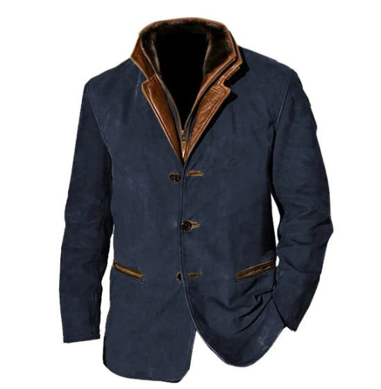 "Herren Daunenjacke Khaki, vintage Knopf, lässiger Schnitt, stilvoll, warm, für Alltag und Freizeit"