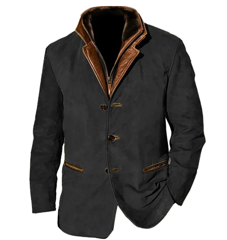 "Herren Daunenjacke Khaki, vintage Knopf, lässiger Schnitt, stilvoll, warm, für Alltag und Freizeit"