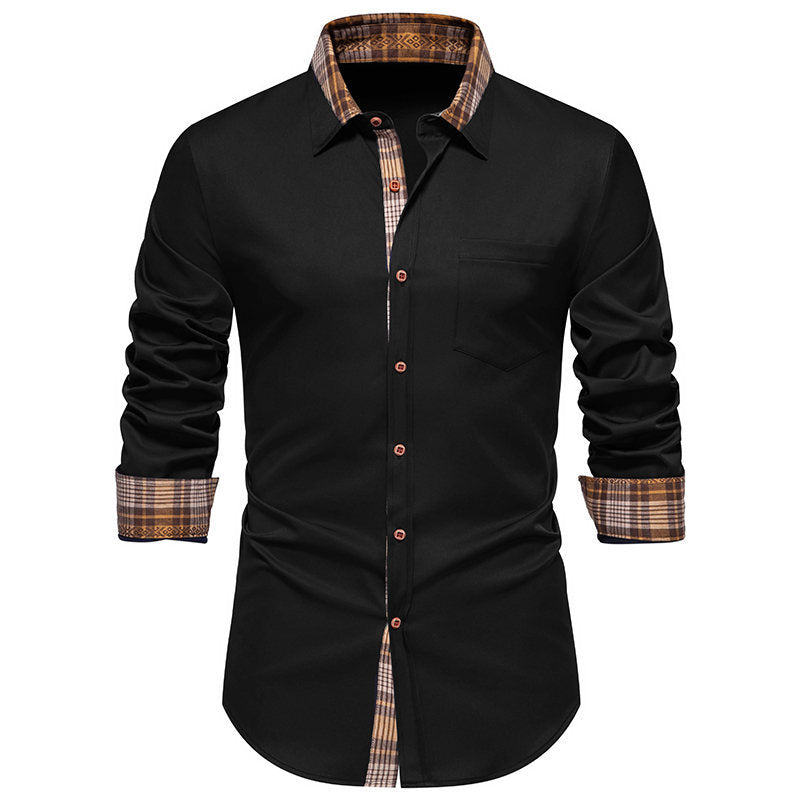 "Herren Hemd mit Kontrastkragen, stilvoll, modern, Button-Up, elegantes Design mit Brusttasche und kontrastierenden Manschett