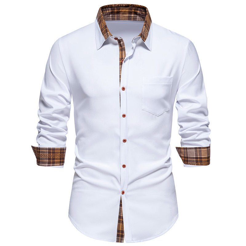 "Herren Hemd mit Kontrastkragen, stilvoll, modern, Button-Up, elegantes Design mit Brusttasche und kontrastierenden Manschett