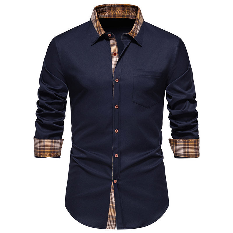 "Herren Hemd mit Kontrastkragen, stilvoll, modern, Button-Up, elegantes Design mit Brusttasche und kontrastierenden Manschett