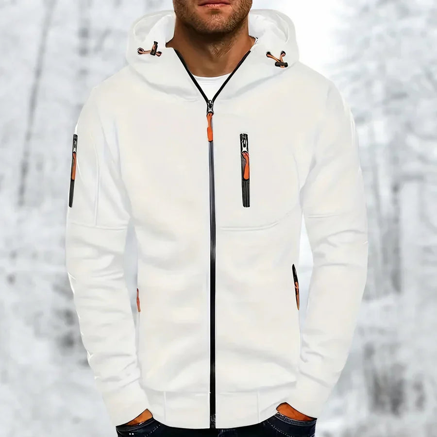 "Herren Kapuzenjacke, warm & stilvoll, Reißverschluss, schützende Kapuze, trendige Farben, legere bis Outdoor-Looks"