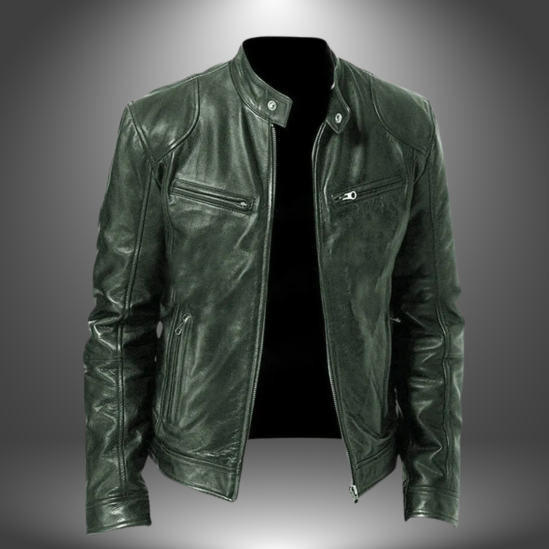"Herren Lederjacke aus Echtleder, zeitloses Design, Vorderansicht, maskulin und elegant, klassische Passform"