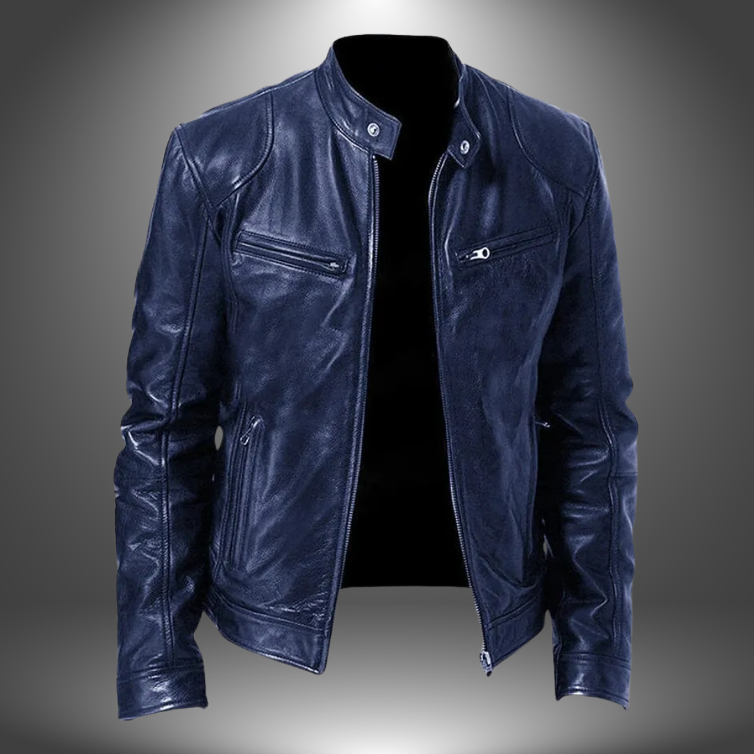 "Herren Lederjacke aus Echtleder, zeitloses Design, Vorderansicht, maskulin und elegant, klassische Passform"