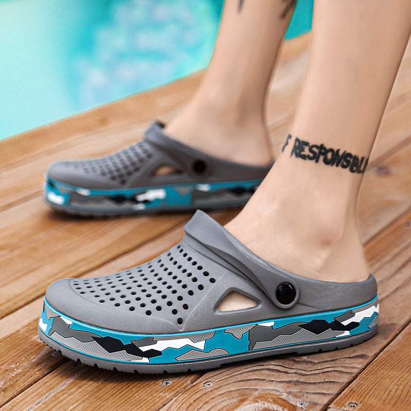 "Herren Outdoor Slip-On Clogs in Camouflage mit rutschfester Sohle, vielseitig für Abenteuer und stilvollen Komfort"
