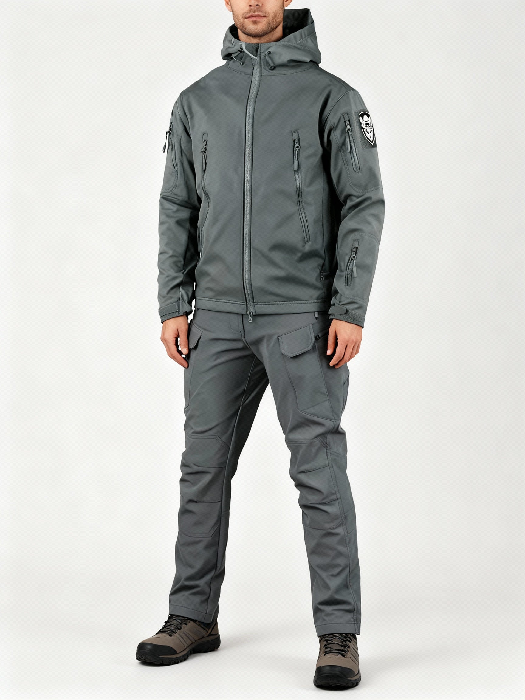 "Herren Outdoor-Jacke mit Fleece, atmungsaktiv, wasserfest, mit Reißverschluss und Kapuze, ideal für Abenteuer."